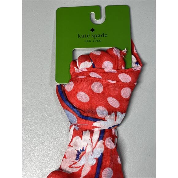 Kate Spade New York Springtime Floral Oblong Scarf Ponderosa Red OS Colorful - Picture 3 of 6